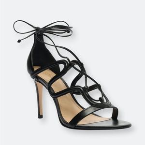 SCHUTZ | Brynd Napa Leather Wrap Up Heels | Black - Size 8